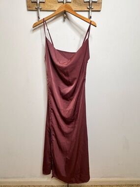 Cider Mauve Satin Slip Dress